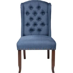 New Aahmad Blue Tufted Wing Dining Chair Featured Dining Chairs & Benches