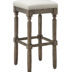 Online Aiden Upholstered Tan Backless Barstool With Nailhead Trim, 30 Promotion Barstools