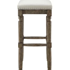 Online Aiden Upholstered Tan Backless Barstool With Nailhead Trim, 30 Promotion Barstools