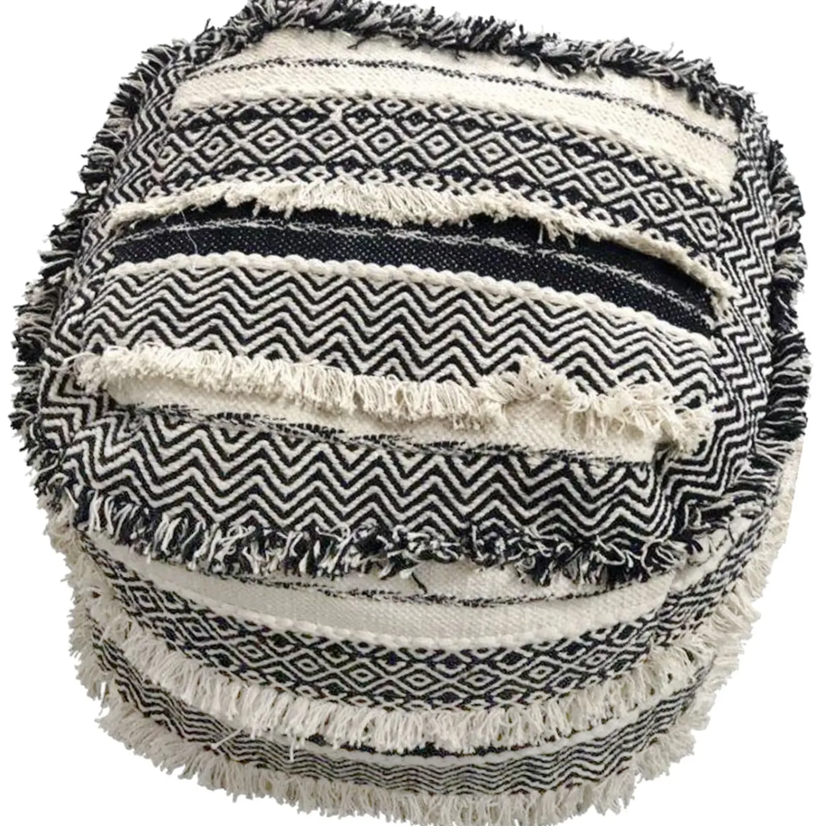 Hot Alex Handwoven Fringe Square Pouf Flash Sale Ottomans & Poufs