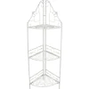 Clearance Antique White Scrolled Metal Folding Corner Shelf Rack, 51.5 Premium Baker'S Racks & Bar Carts