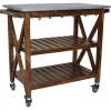 Hot Antwerp Wood Bar Cart With Metal Top And Towel Hooks Exquisite Gifts Baker'S Racks & Bar Carts
