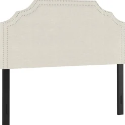 Belize Cream Nail Head Trim Queen Headboard Premium Bedroom