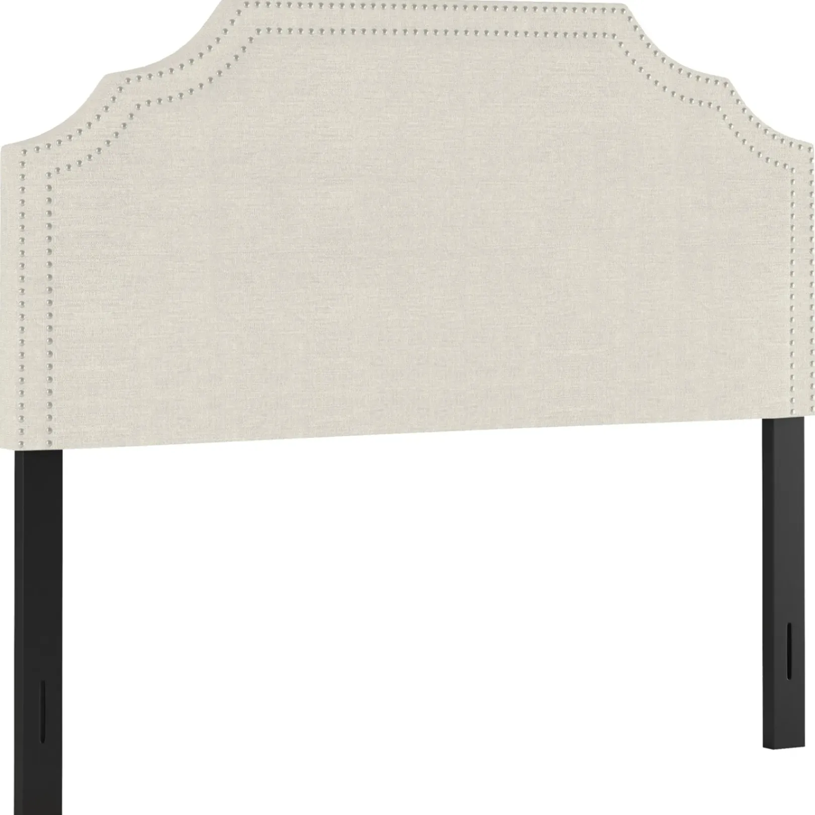 Belize Cream Nail Head Trim Queen Headboard Premium Bedroom