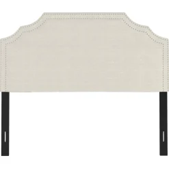 Belize Cream Nail Head Trim Queen Headboard Premium Bedroom