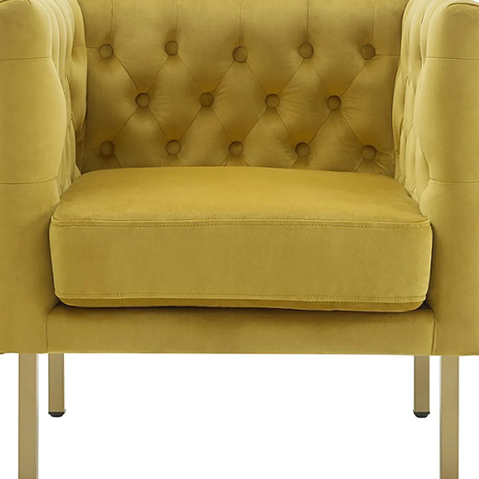 Outlet Bendell Yellow Velvet Tufted Accent Club Chair With Gold Legs Opening Sales Accent Chairs
