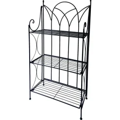 New Black 3 Tier Gothic Baker Rack With Metal Wire Shelves Clearance Baker'S Racks & Bar Carts