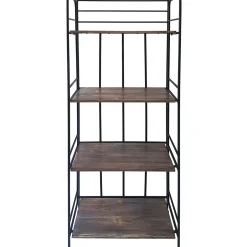 Discount Black 4 Tier Metal Baker Rack With Folding Wood Top Shelves Gift Selection Baker'S Racks & Bar Carts