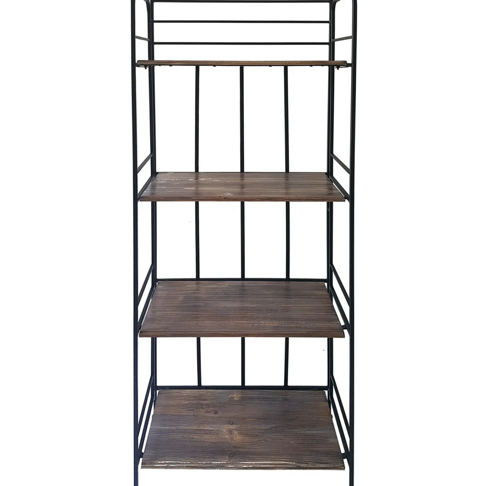 Discount Black 4 Tier Metal Baker Rack With Folding Wood Top Shelves Gift Selection Baker'S Racks & Bar Carts