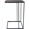 Clearance Black Metal C-Table With Dark Wooden Top Promotion Accent Tables