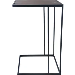 Clearance Black Metal C-Table With Dark Wooden Top Promotion Accent Tables