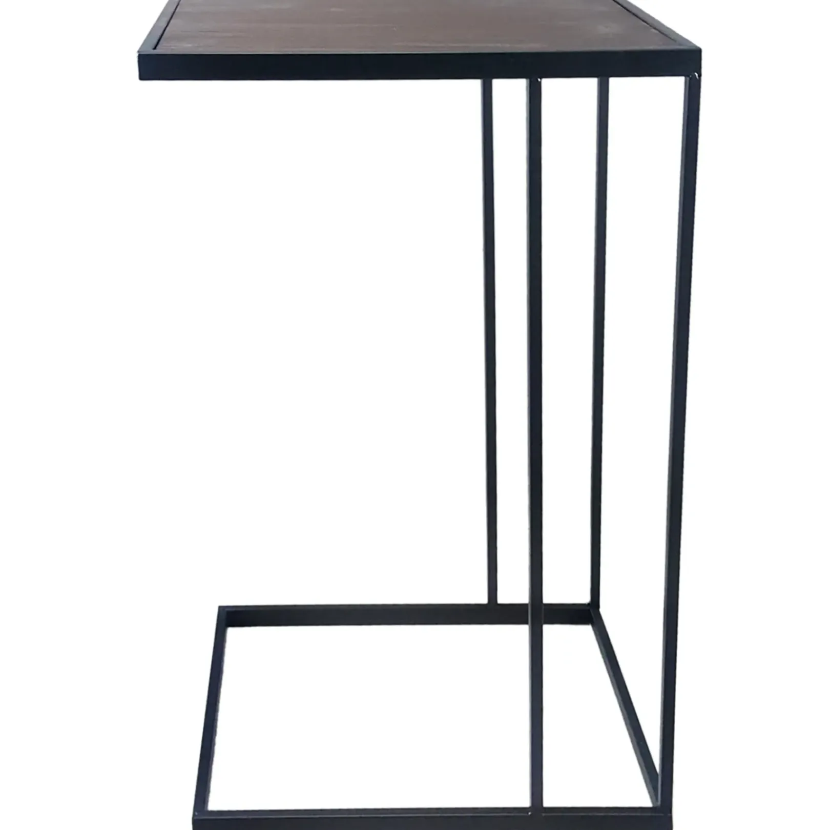 Clearance Black Metal C-Table With Dark Wooden Top Promotion Accent Tables