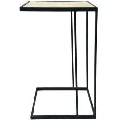 Clearance Black Metal C-Table With Light Wooden Top Less Expensive Accent Tables