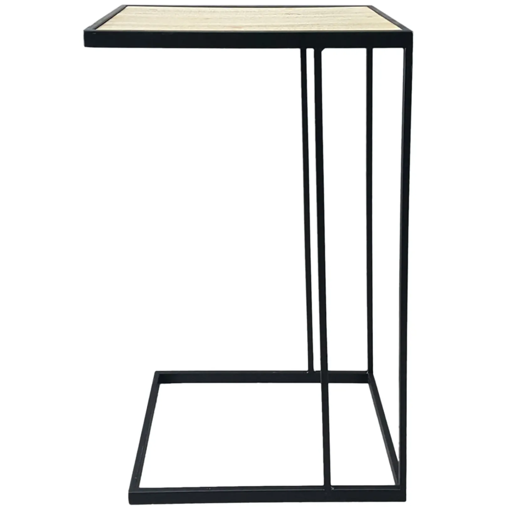 Clearance Black Metal C-Table With Light Wooden Top Less Expensive Accent Tables