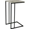 Black Metal C-Table With Rustic Wooden Top Promotion Accent Tables