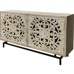 Online Carved 4 Door Wood Sideboard Discount Cabinets & Chests
