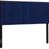 New Chandler Channeled Navy Velvet Queen Headboard Featured Bedroom