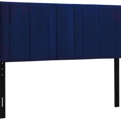 New Chandler Channeled Navy Velvet Queen Headboard Featured Bedroom