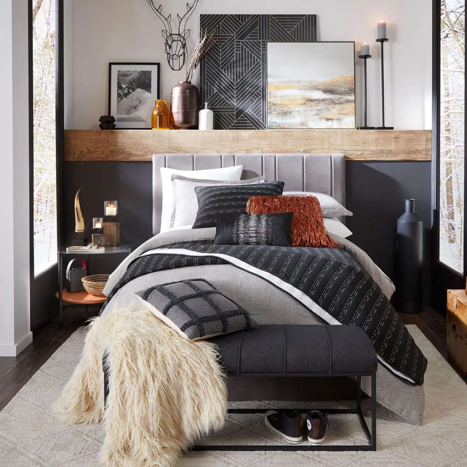 Outlet Chandler Grey Velvet Channeled Queen Headboard Fashion Bedroom