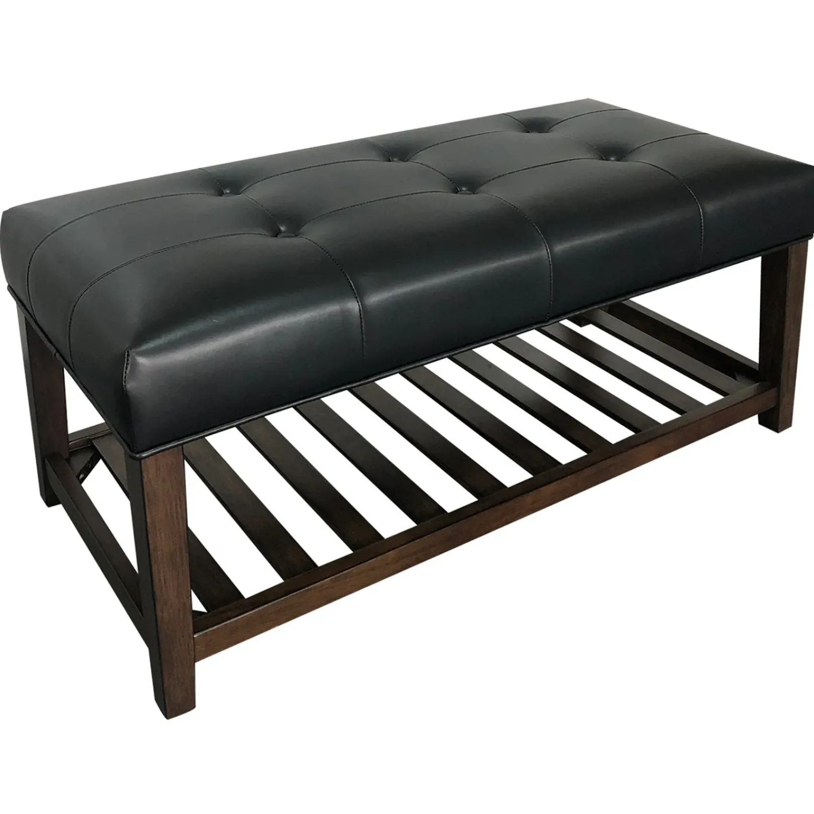 New Collins Black Leather Bench Clearance Benches