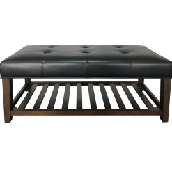 New Collins Black Leather Bench Clearance Benches