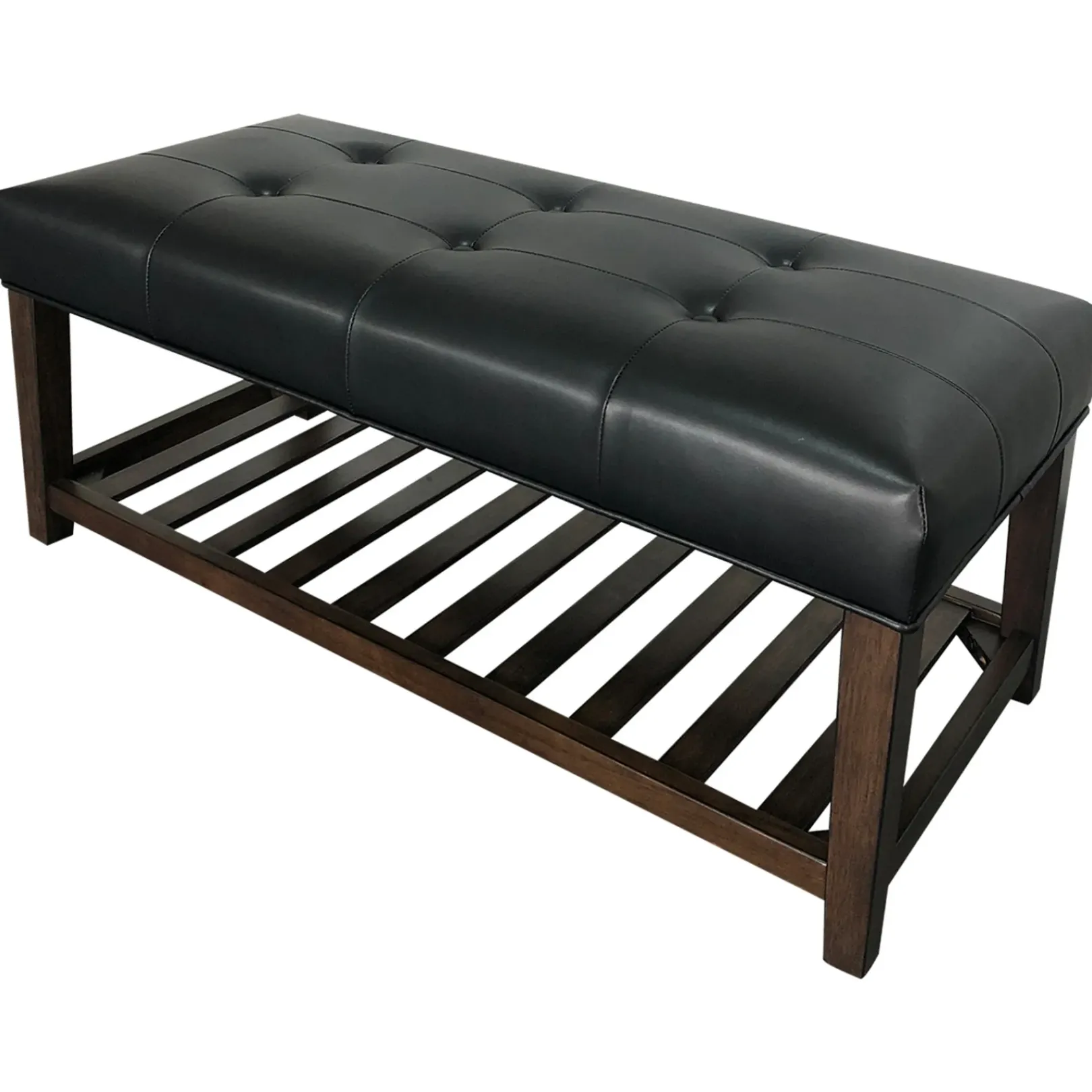 New Collins Black Leather Bench Clearance Benches
