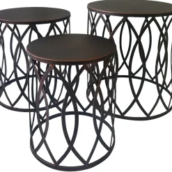 Outlet Copper Round Metal Side Table, Medium Cheaper Accent Tables