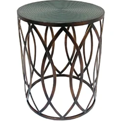 New Copper Round Metal Side Table, Small Bargain Sale Accent Tables