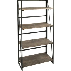 Discount Dakota 4-Tier Black & Brown Industrial Modern Bookshelf, 49 Low Price Office