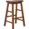 Hot Dark Oak Saddle Backless Barstool, 29 Promotion Barstools
