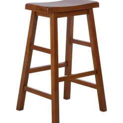 Hot Dark Oak Saddle Backless Barstool, 29 Promotion Barstools