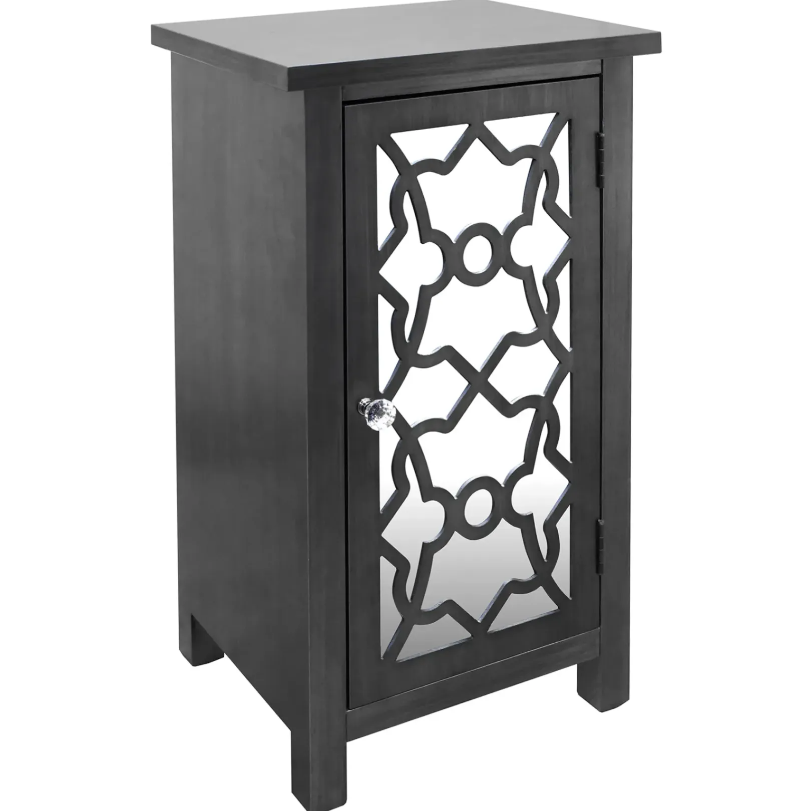 Clearance 1-Door Mirrored Silver Cabinet Exquisite Gifts Cabinets & Chests