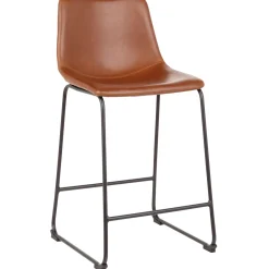 Clearance Drake Cognac Modern Industrial Faux Leather Barstool, 30 Less Expensive Barstools