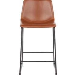 Clearance Drake Cognac Modern Industrial Faux Leather Barstool, 30 Less Expensive Barstools