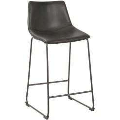 Drake Grey Faux Leather Modern Industrial Barstool, 30 Good Quality Barstools