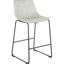 New Drake Modern Faux Leather Industrial Barstool, Light Grey Fashion Barstools