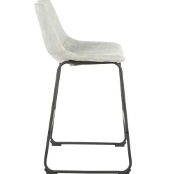 New Drake Modern Faux Leather Industrial Barstool, Light Grey Fashion Barstools
