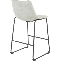 New Drake Modern Faux Leather Industrial Barstool, Light Grey Fashion Barstools