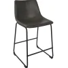 Clearance Drake Modern Faux Leather Industrial Barstool, Dark Grey Opening Sales Barstools