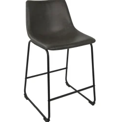Clearance Drake Modern Faux Leather Industrial Barstool, Dark Grey Opening Sales Barstools