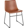 Clearance Drake Modern Industrial Dining Chair, Cognac Premium Dining Chairs & Benches