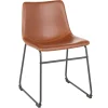 Discount Drake Modern Industrial Dining Chair, Cognac Cheaper Dining Chairs & Benches