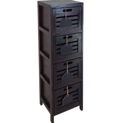 Best 4-Drawer Grey Wooden Cabinet, Medium Flash Sale Cabinets & Chests