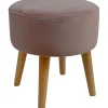 Best Emmy Rose Velvet Round Wood Leg Ottoman Flash Sale Ottomans & Poufs