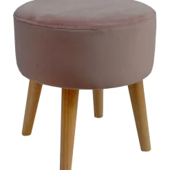 Best Emmy Rose Velvet Round Wood Leg Ottoman Flash Sale Ottomans & Poufs