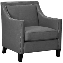 Erica Grey Accent Chair With Nailhead Trim Flash Sale Accent Chairs