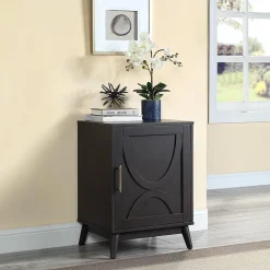 Ezra Dark Brown Cabinet With Gold Handle Promotion Cabinets & Chests