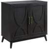 Online Ezra 2-Door Dark Brown Cabinet With Gold Handle Opening Sales Cabinets & Chests