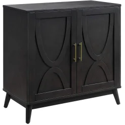 Online Ezra 2-Door Dark Brown Cabinet With Gold Handle Opening Sales Cabinets & Chests