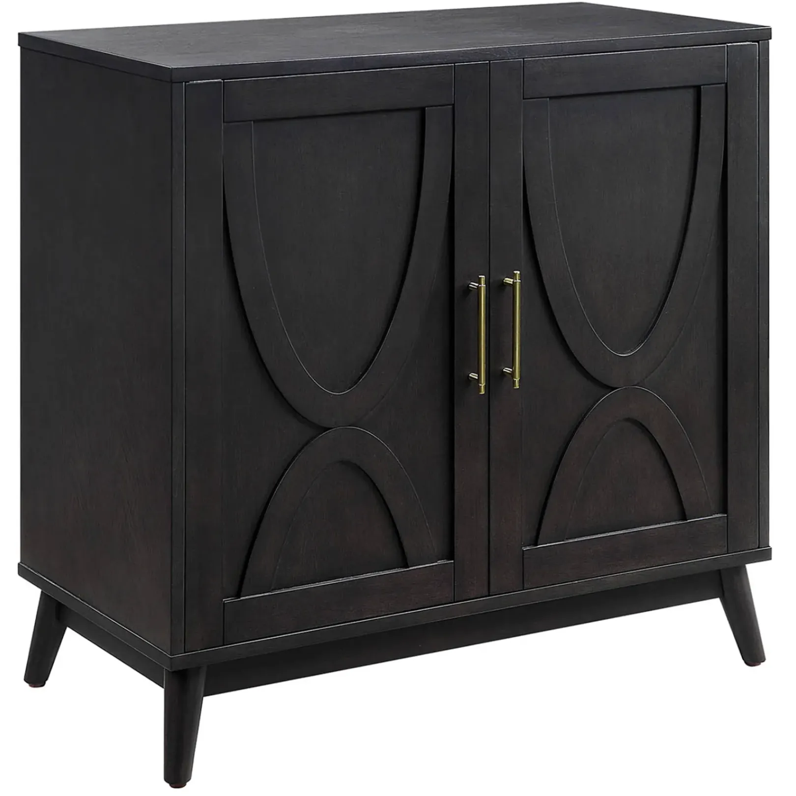 Online Ezra 2-Door Dark Brown Cabinet With Gold Handle Opening Sales Cabinets & Chests